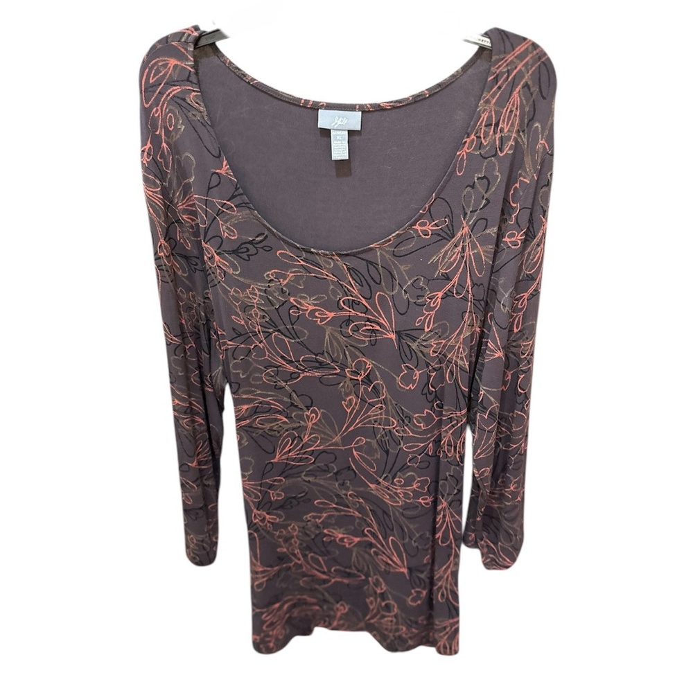 J. Jill Brown Scoop Neck 3/4 Sleeve Stretch Top